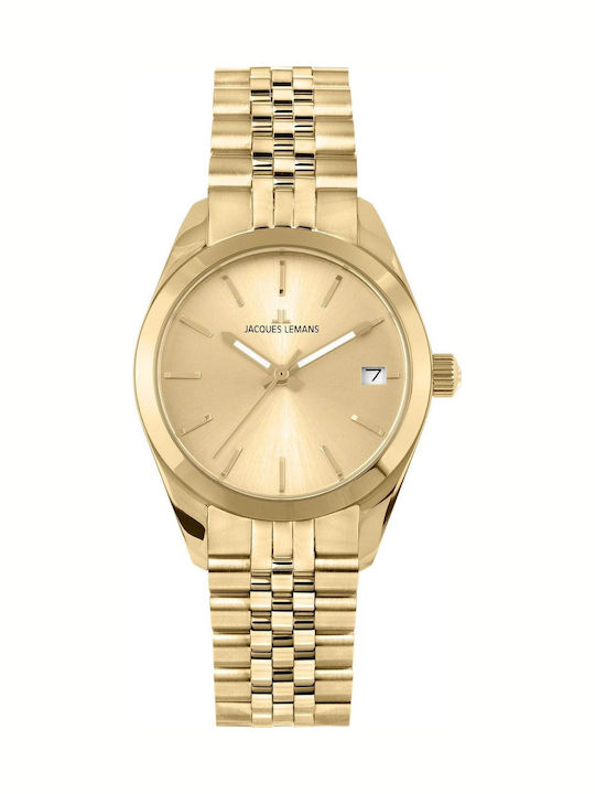 Jacques Lemans Derby Womens Watch Battery With Gold Metal Bracelet