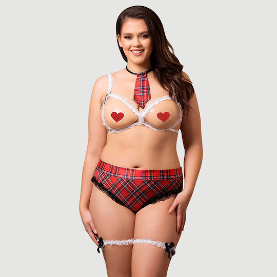 Sexy Plus Size Student Costume Sexy Open Cup School Girl Costume