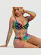 Long Sleeve Rainbow Colorful Sexy Bodystocking Multicolour