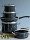 Riess Black Magic Pots Set from Aluminum with Ceramic Interior Coating 5 Pieces