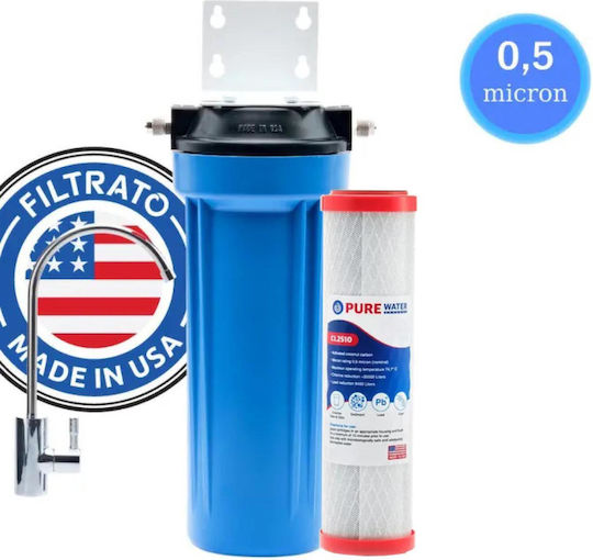 Filtrato Whf14-usa Sistem De Filtrare A Apei Single Sub Blat 1/4'' Cu Robinet Și Filtru De Înlocuire 57-0007/CL