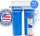 Filtrato Whf12d-usa Double Under Sink Water Filter Device Pipe Cross Section ½" with Faucet and Replacement Filter 57-0025/8