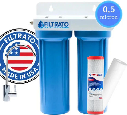 Filtrato Sistem De Filtrare A Apei Dublu Sub Blat De 1/4'' Cu Robinet Și Filtru De Înlocuire 57-0073/32