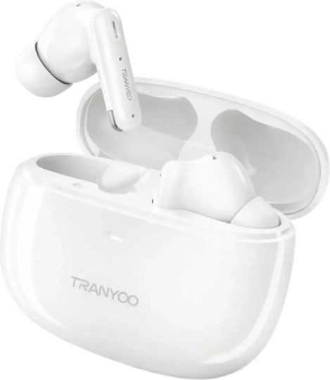 Tranyoo T-M2 In-ear Bluetooth Handsfree Ακουστικά με Αντοχή στον Ιδρώτα και Θήκη Φόρτισης Λευκά