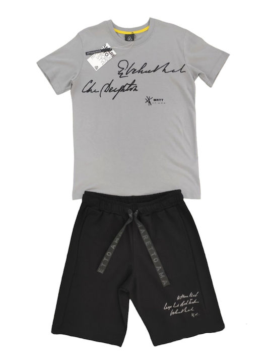 Amaretto Set De Îmbrăcăminte Pentru Copii Cu Pantaloni Scurți Gri 2 Bucăți Amaretto Set De Îmbrăcăminte Pentru Copii Cu Pantaloni Scurți Gri 2 Bucăți