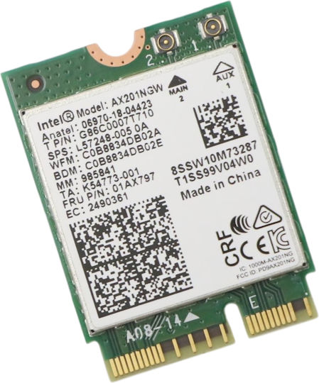 Wireless Network Card Wi-fi 6 Intel Ax201ngw Wi-fi 6 Ax201 Wireless Card & Bluetooth Mini PCI-e M.2 2230 5w10v25775 01ax797 01ax798 L92724-005 L57250-005 L57248-005 802.11ax Dual Band 5ghz 2.4 Ghz 2400mbps Code 1-brd315