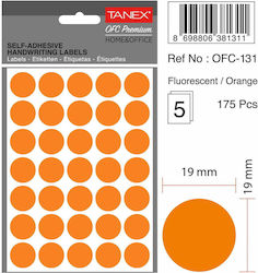 Tanex 175τμχ Kleine Klebeetiketten Rund in Orange Farbe 19mm