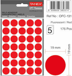 Tanex 175 Buc Etichete Adezive Tx-Ofc-131-Re Rotunde În Culoare Roșie 19mm Tanex 175 Buc Etichete Adezive Tx-Ofc-131-Re Rotunde În Culoare Roșie 19mm