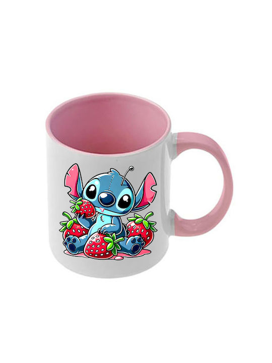 Κούπα Lilo&stitch Ροζ Λαβή Εσωτερικό