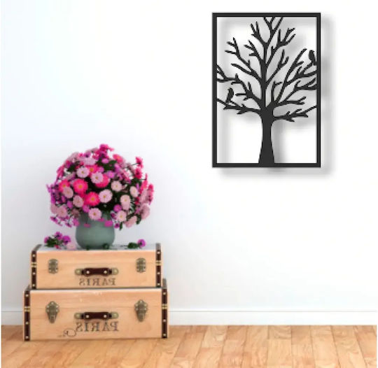 Stewehome Panou De Perete Din Lemn Cu Copac Și Păsări Negru Decorativ 3d 49 X 79