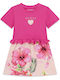 Girls Dress Short Sleeve Floral Fuchsia