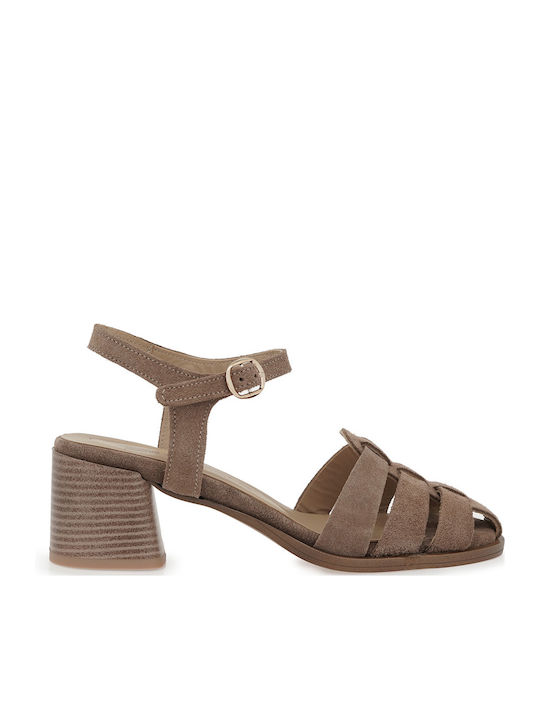 Suede Damen Sandalen Braun