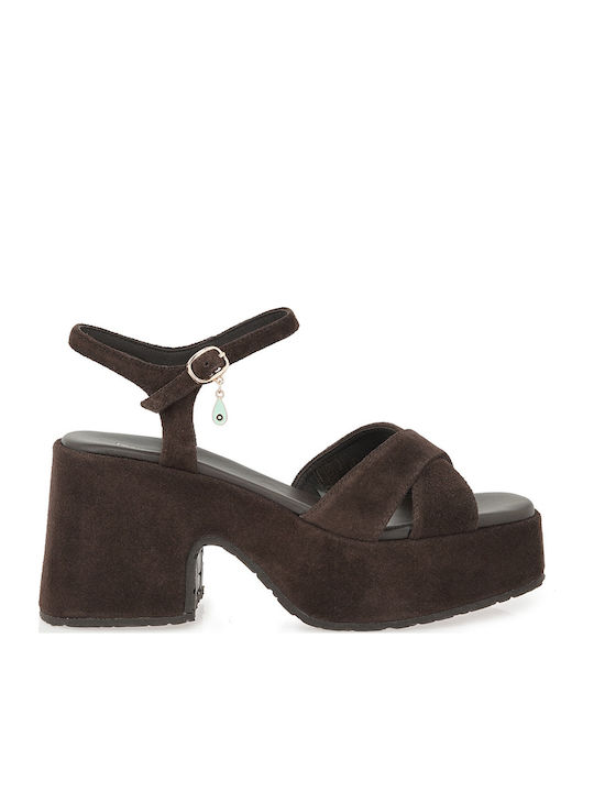 Tsakiris Mallas Suede Πέδιλα Καφέ