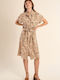 Summer Midi Shirt Dress Camel