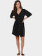 Summer Mini Shirt Dress Black
