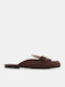 Pantofi Mules Dama Flat Din Catifea Maro