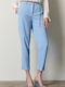 Women's Crepe Trousers in Regular Fit Sky Blue