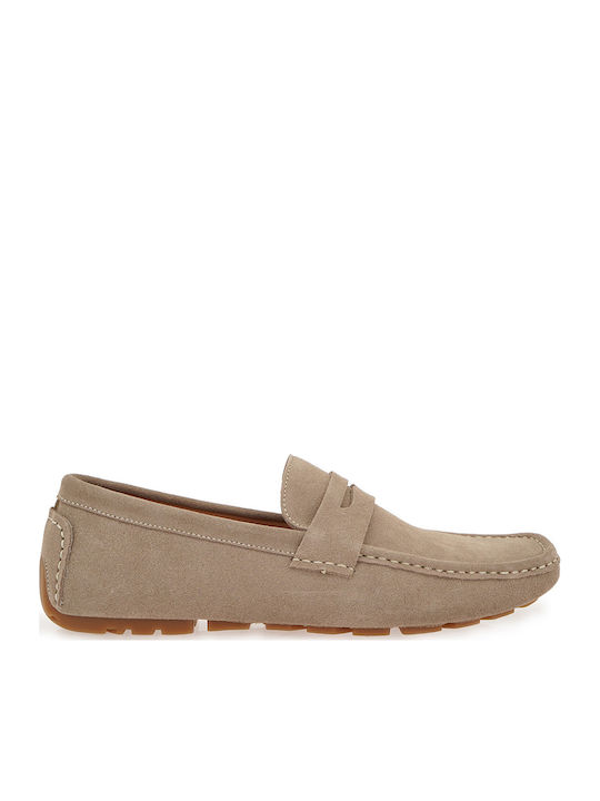 Suede Men's Loafers in Beige Colour