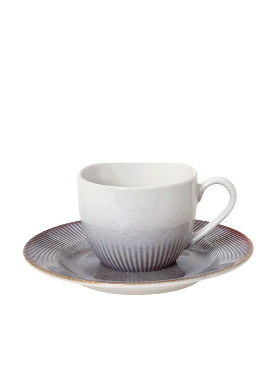 Cryspo Trio Set Of Brown Ceramic Coffee Cups Brown 110ml 6 Pieces