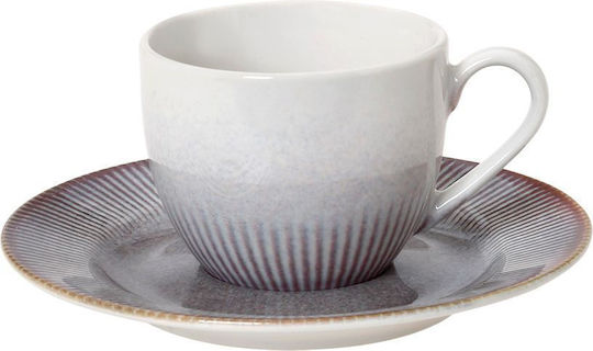 Cryspo Trio Set Of Brown Ceramic Coffee Cups Brown 110ml 6 Pieces