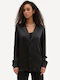 Long Sleeve Women's Satin Shirt Black