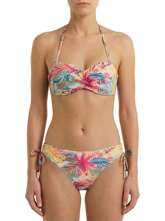 Costum De Baie Bikini Push-up Cu Burete Lurex Glam Bej-Roz Damă