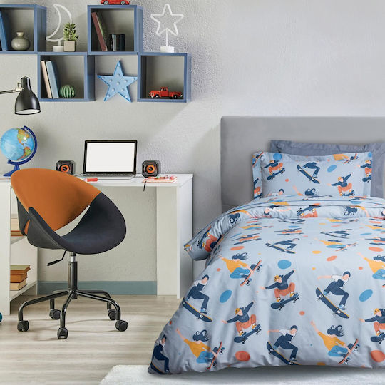Das Home Kids Sheets Set Single Cotton 4985 Grey 170x260cm 4 Pieces