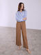 Celestino Pantaloni Largi Dama Monocromatici Loose Fit Maro