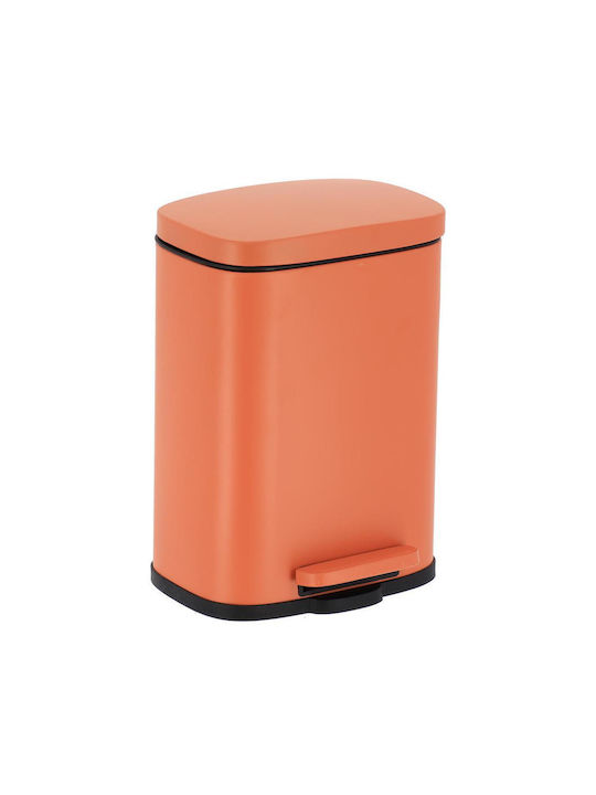 Plastic Waste Bin with Pedal Orange 21x18.5x29.5cm