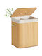 Songmics Set Laundry Baskets Bamboo 120l with Lid 50x40x61cm White