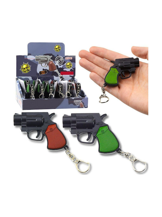 Mini Pistol Revolver Keychain Gadget Led Light Laser 6.5 Cm