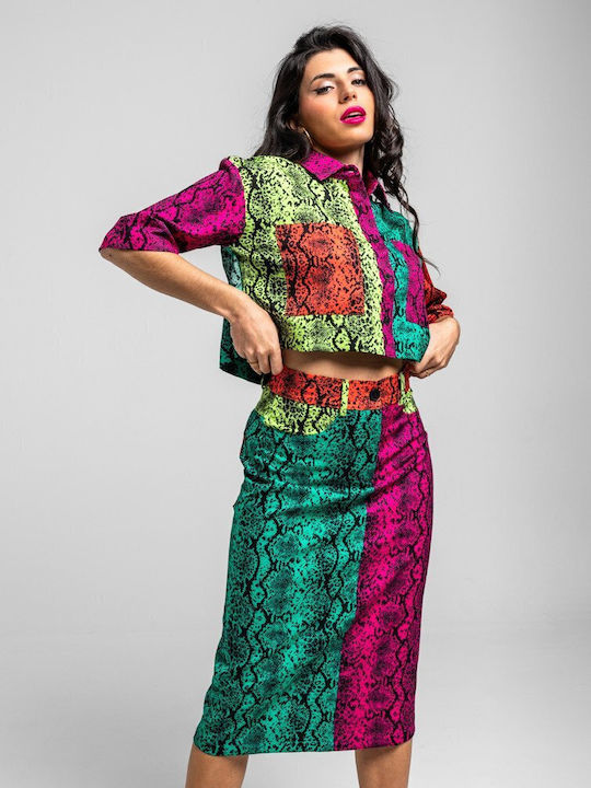 High Waist Midi Skirt Snake