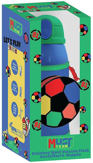Must Team Rostfreier Stahl Kinder Trinkflasche Fußball Thermos mit Stroh Mehrfarbig 500ml