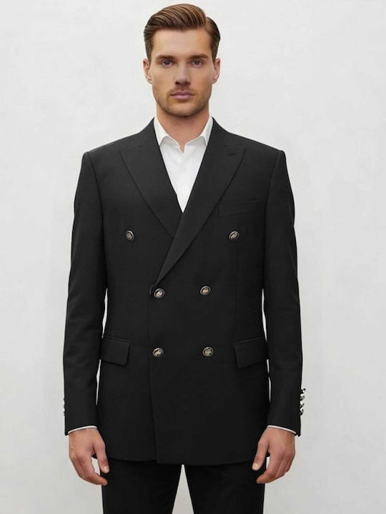 Guy Laroche Ανδρικό Σακάκι με Στενή Εφαρμογή Black