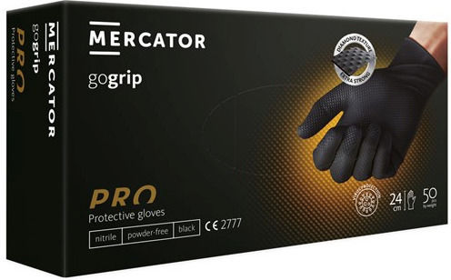 Mercator Medical Γάντια Νιτριλίου Χωρίς Πούδρα σε Μαύρο Χρώμα 50τμχ