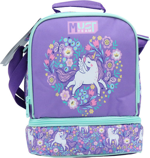 Must Team Schulische Isolierte Kinder Lunchbox 7lt Lila Einhörner 22x16x28cm