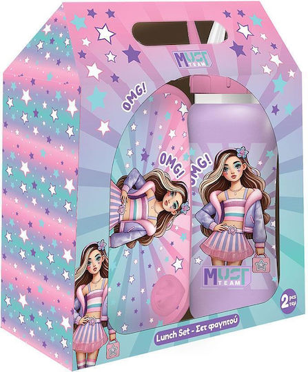 PP Food Container 800ml & Stainless Steel Water Bottle 500ml Set Must Team Fashion Girl