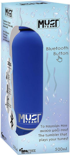 Παγουρι Θερμος 500ml Ανοξειδωτο Blue Tooth 7,4χ22,2cm Must Team Μπλε