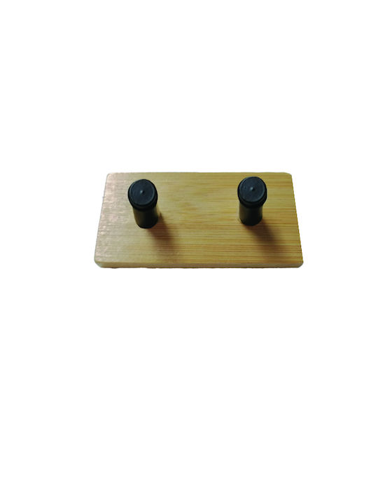 AGC Κρεμάστρα Τοίχου Ξύλινη 2 Θέσεων Μαύρη 9x4.5cm 6τμχ