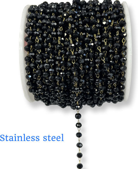 Steel Chain Rosary Crystal Beads 3.5mm