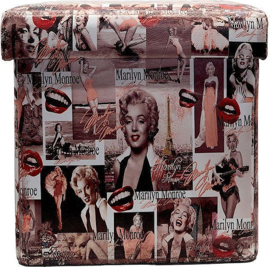 Living Room Stool with Storage Space Upholstered with Multicolour Fabric 30x30x30cm