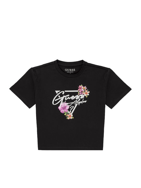 Guess Παιδικό T-shirt Μαύρο Crop
