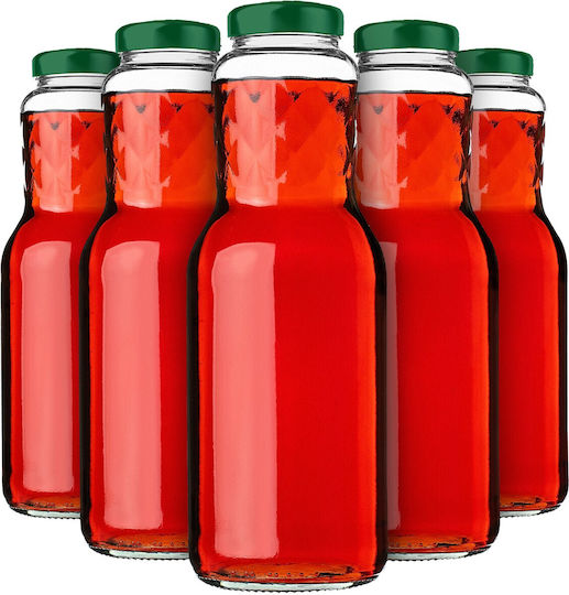 Glas Saftflaschen 1l + Grüne Verschlüsse Fi53 5 Stücke
