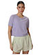 Functional Women's Short Sleeve Purple Blouse