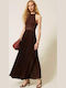 Summer Maxi Dress for Wedding and Christening Open Back Brown