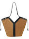 Gallantry Modern Tote Bag Women Suede-like Appearance Side Drawstring Brown Beige