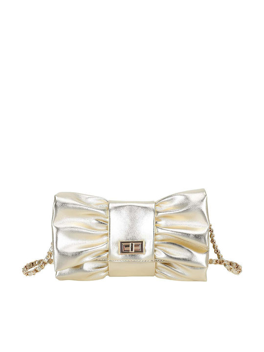 Gallantry Metallic Evening Clutch Women Bow Design Rotating Clasp Gold