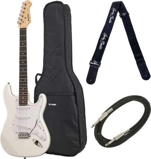 Harley Benton ST-20 Σετ Ηλεκτρική Κιθάρα ST Style με SSS Διάταξη Μαγνητών Λευκή με Θήκη Strap & Καλώδιο