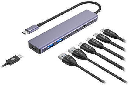 Platinet USB 3.2 7-Port Hub with USB-C Connection Gray