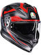AGV K7 Glimpse Matt Черно/Червено Каска Мотор Full Face ECE 22.06 1450гр със Sunvisor